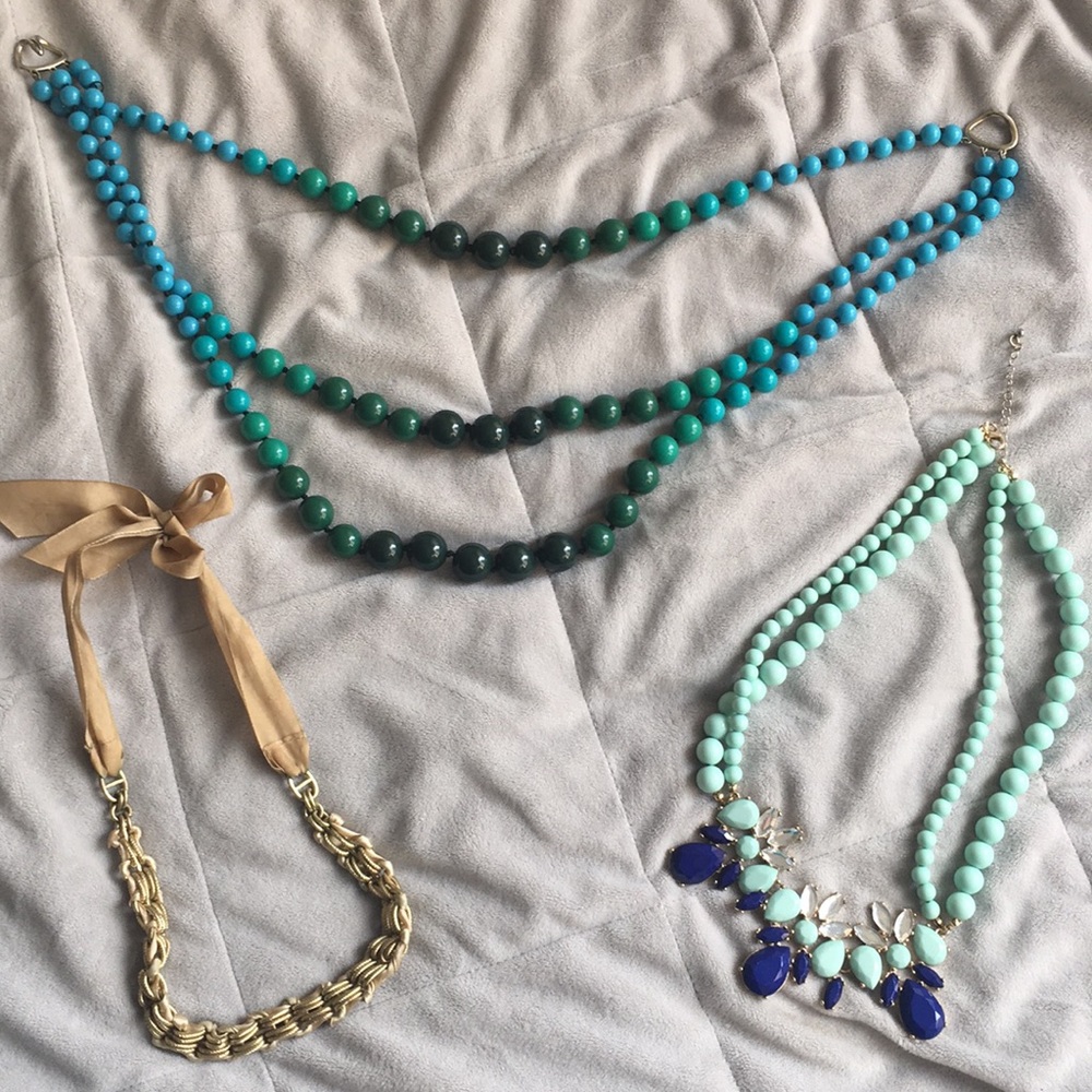 3 necklaces (gold and ombré are banana republic)
